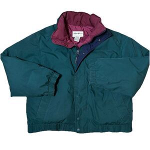 Vintage Eddie Bauer Goose Down Puffer Jacket Coat Green Size Large